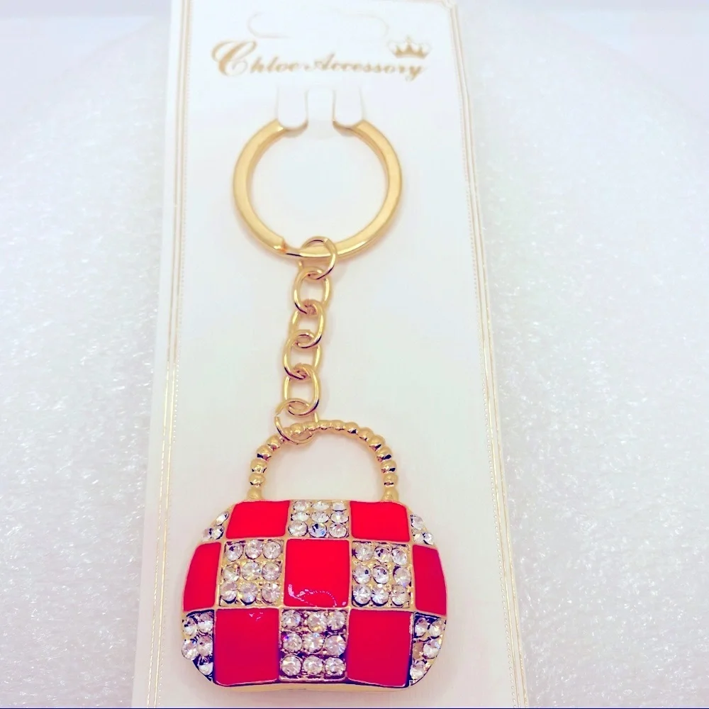 NWT Purse Charm Key Chain Crystal Purse with Golden
